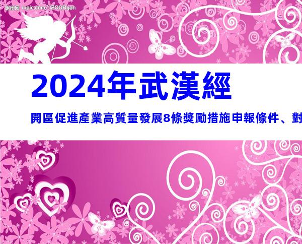 2024年武漢經開區促進產業高質量發展8條獎勵措施申報條件、對象
