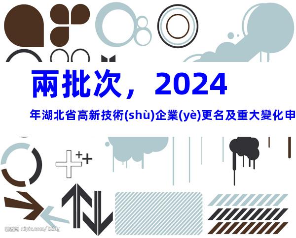 兩批次，2024年湖北省高新技術(shù)企業(yè)更名及重大變化申報(bào)時(shí)間、材料合集